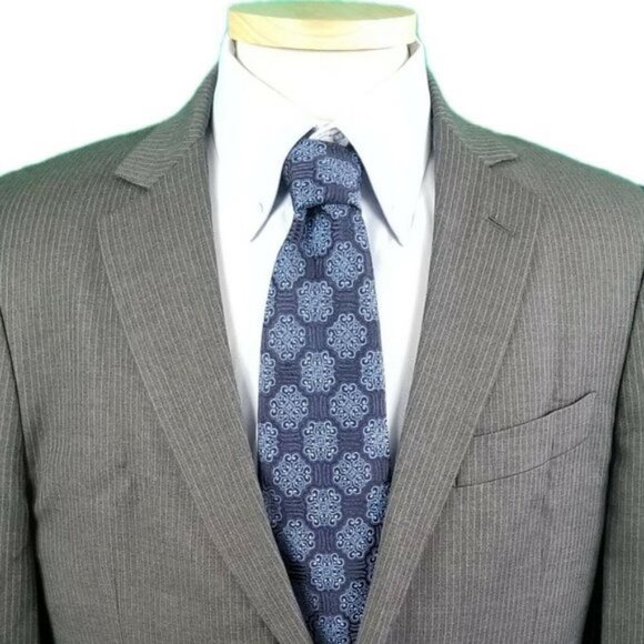 Brooks Brothers 41L Gray Stripe Fitzgerald Suit Jacket 100% Wool Made in Italy - Picture 1 of 8